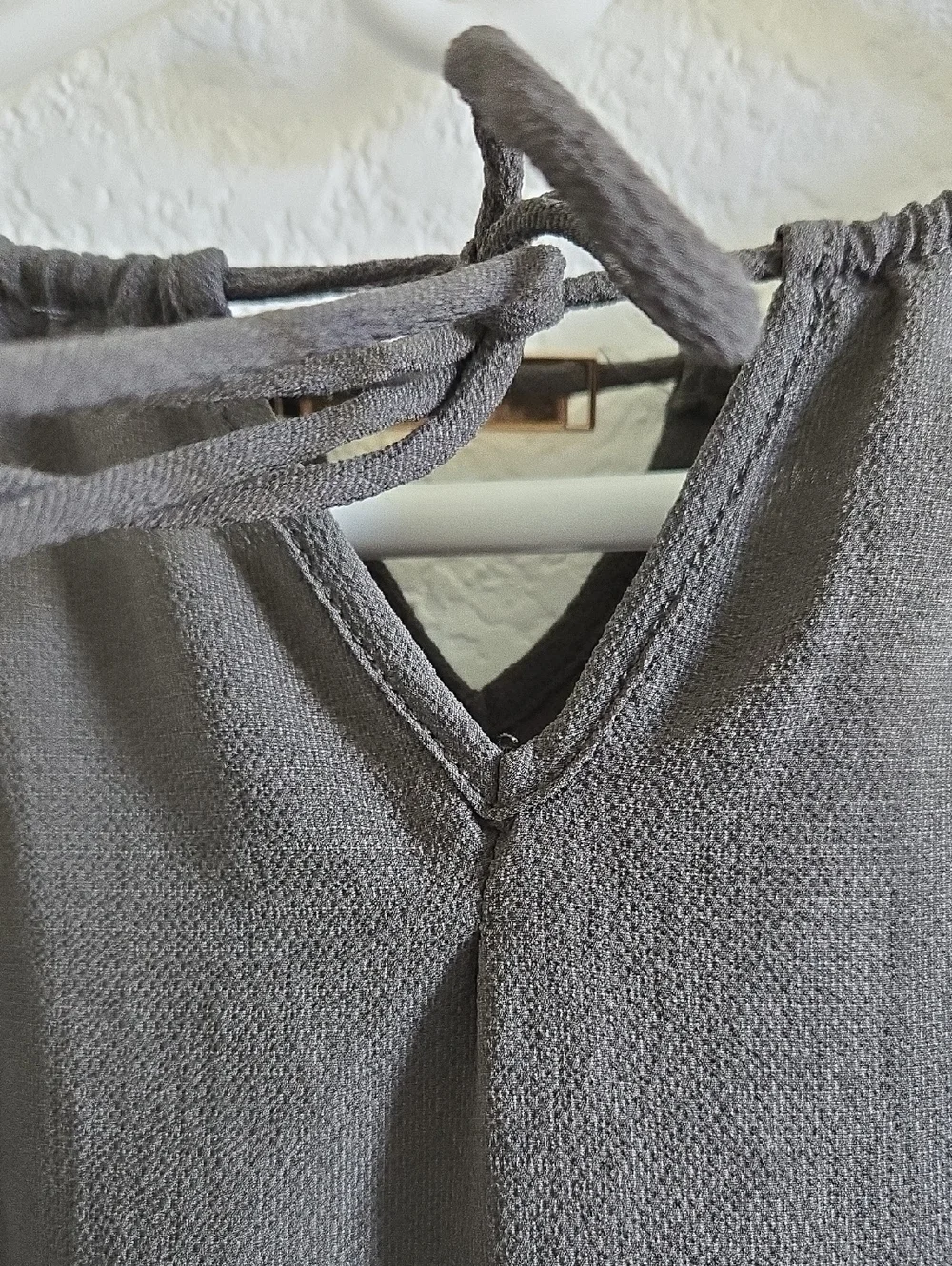 Women's Cold-Shoulder Blouse in Charcoal Gray - Lightweight Elegant Top - Picture 9 of 9